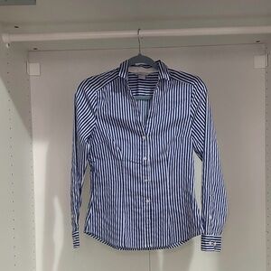 H&M Navy and White Striped Casual Shirt